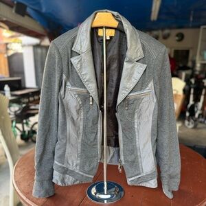 Vintage Biba Jacket Womens Large in Grey 95% Viscose 5% Elasthane